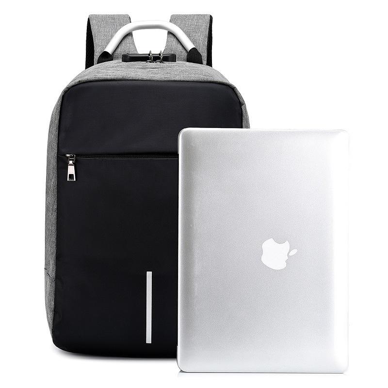 Men's Combination Lock Schoolbag USB Backpack Casual Anti-theft Computer Backpack Matte Texture