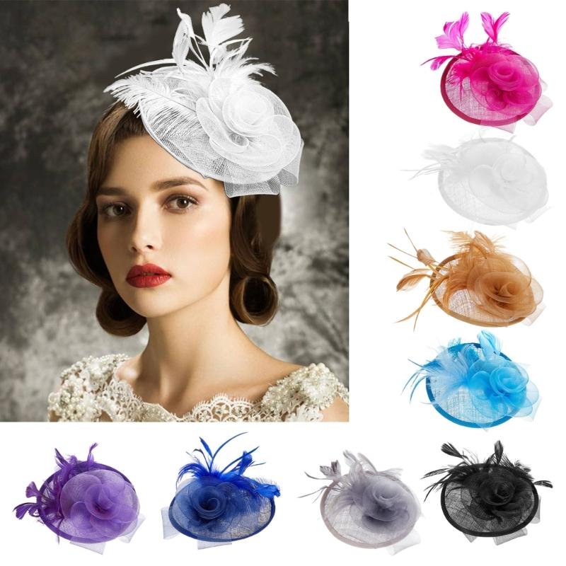 British Styles Women's Fascinator Beautiful Linen Brida Headwears Delicate Hat Adornment For Stylish Appearance