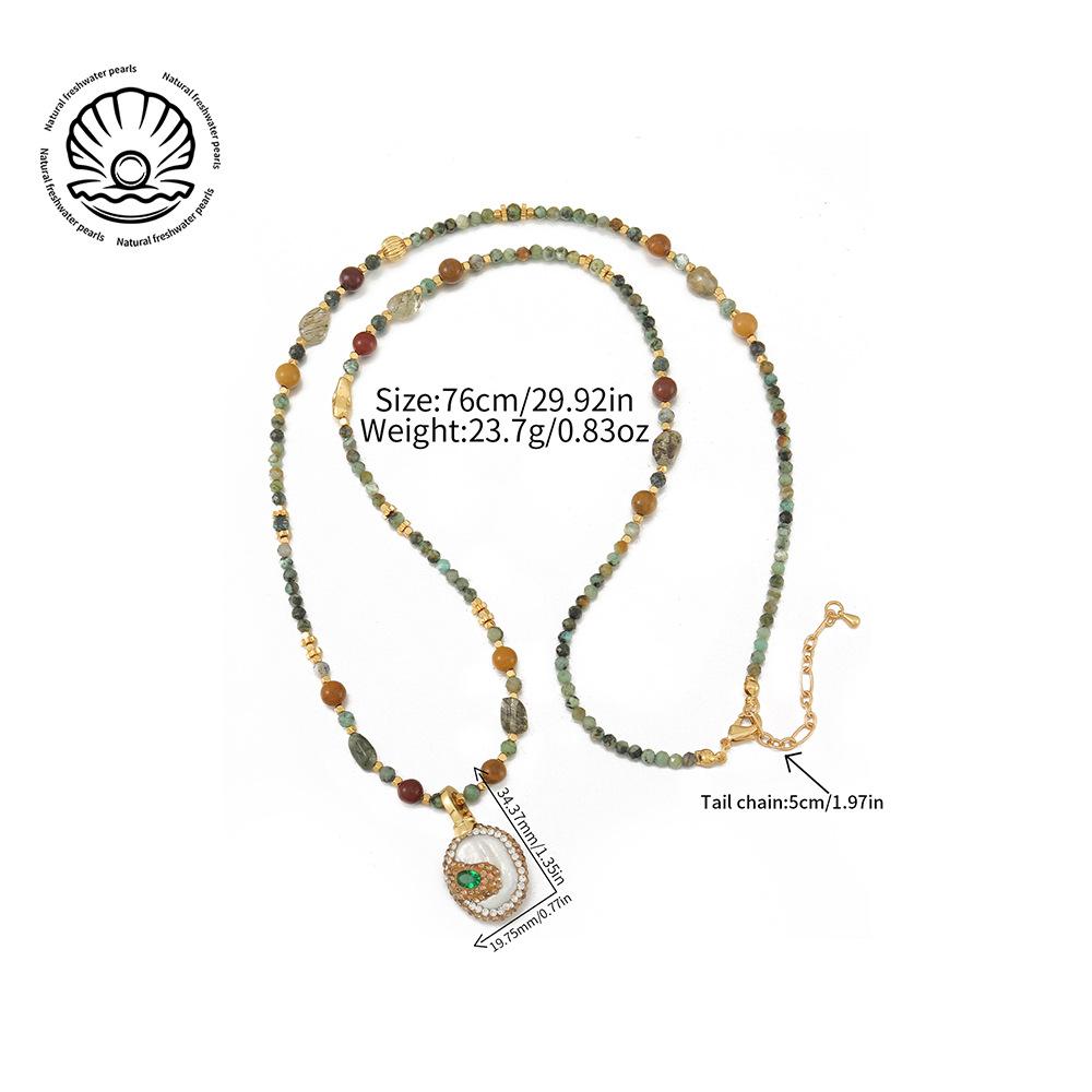 GEMCHIC Women s Baroque Pearl Long Necklace with Detachable Pendant, Multi-Color Beaded Choker for Sweaters