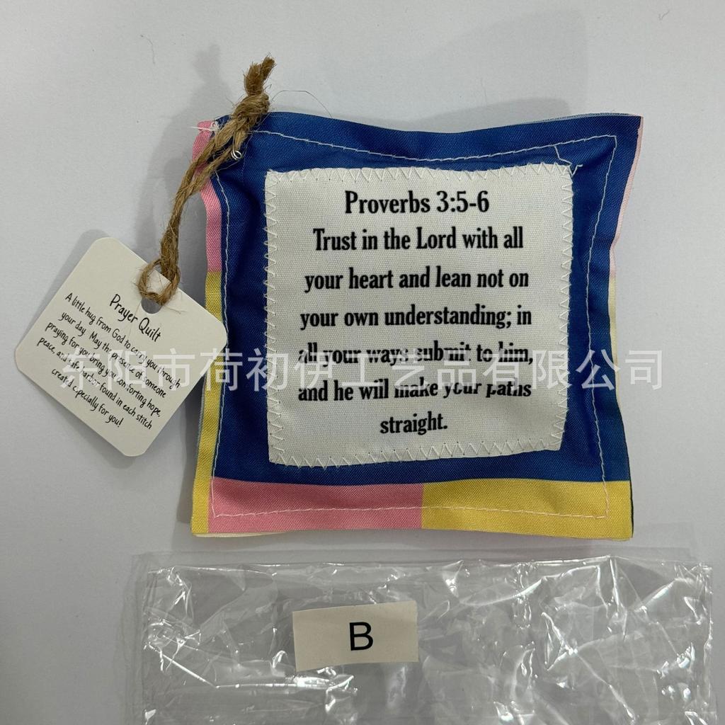 Nueva Bolsa de Tela Pequeña Creativa con Cruz y Palabras de Oración Colcha Colorida con Puntadas de Acolchado Colcha de Oración