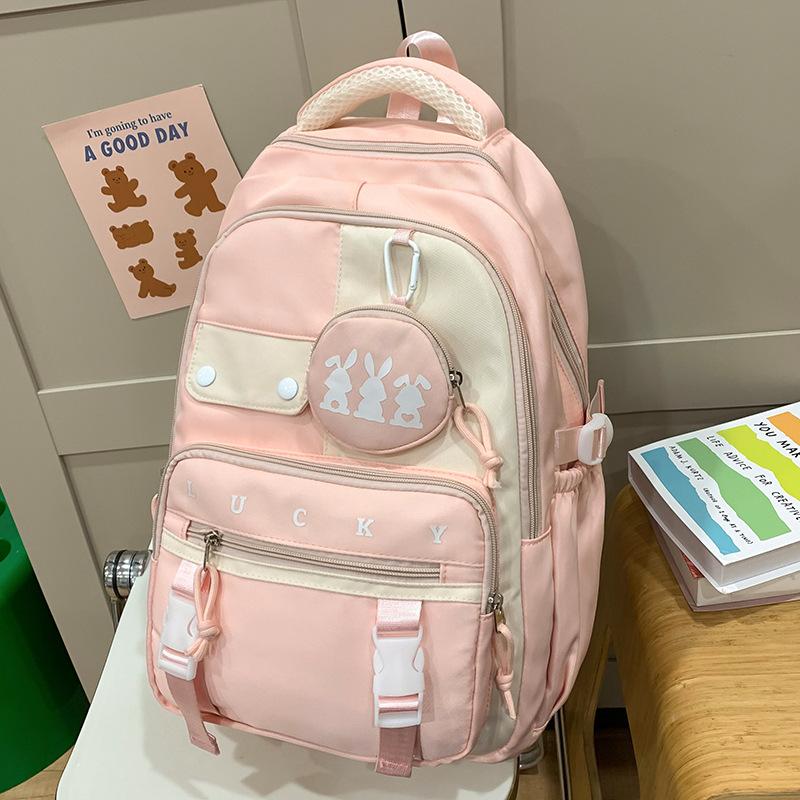 Children's School Bag Elementary School Students Girls Junior High School Students Contrast Color Backpack