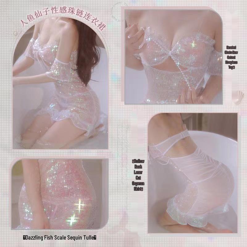 Mermaid Fairy Sweet Lingerie Dress: Bust-Enhancing Sleepwear for Women