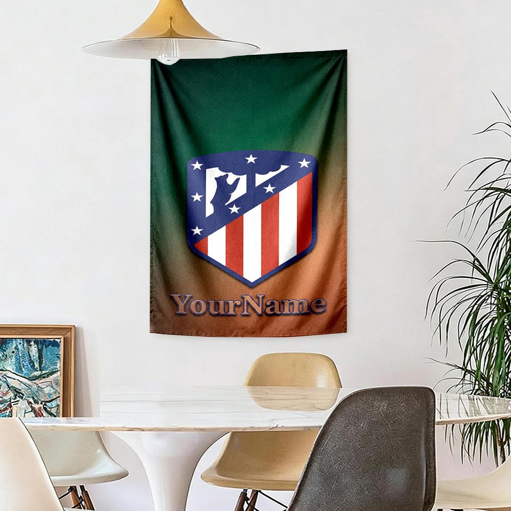 Atletico Madrid Benutzerdefinierte Wanddekoration mit Ihrem Namen Wandteppich Kunst Für Haustiermemorial Geburtstag Hochzeitsfeier Hintergrund Familien Geschenk