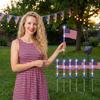 8 Pack Solar American Flag Stake Lights With 8 Modes - Patriotic Red Blue LED Outdoor Yard Garden Decorations For 4th