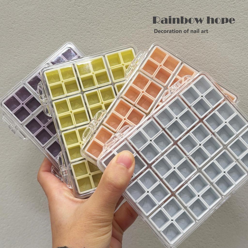 Macaron Pastel Non-Cross-Grid Small Nail Art Storage Box - Practical & Portable with Separate Compartments