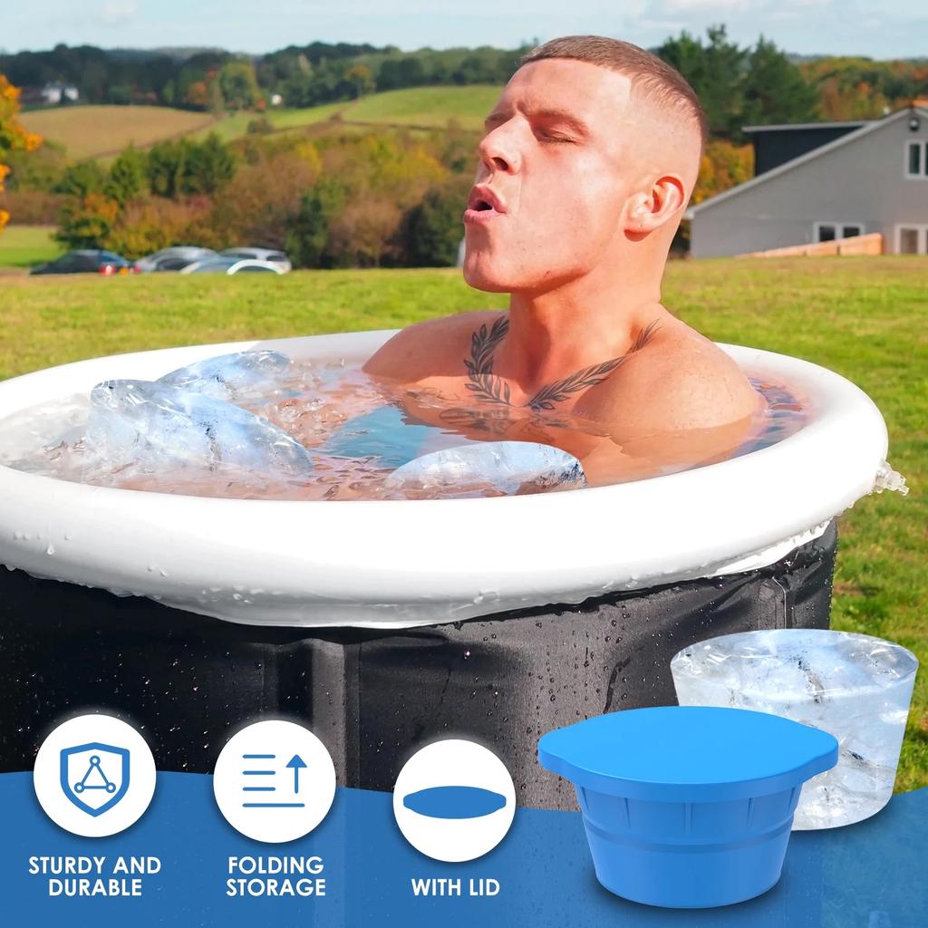 Ice Cube Moulds Extra Large 8lb Ice Box Silicone Round Folding Ice Maker with Lid Large Super Ice Box