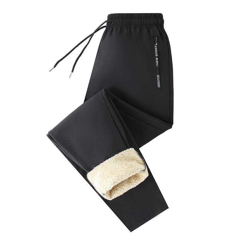 

Бархат из овечьей шерсти Осень и Зима Новый стиль Толстовки Плюс Бархат Утолщенные Мужские Брюки на молнии Мужские Прямые Брюки на завязках Спортивные Повседневные Брюки L чёрный