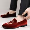 Luksusowe Mokasyny Projektanckie Zamszowa Skóra Haft Casualowe Buty Szpiczasty Nosek Buty Wizytowe Buty Ślubne dla Mężczyzn Mokasyny Duży Rozmiar