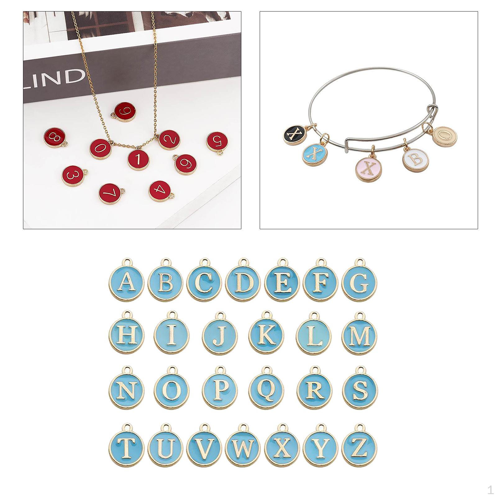 26 Pcs / Pack A-Z Enamel Alphabet Letter Charms Pendant Jewelry Bracelet