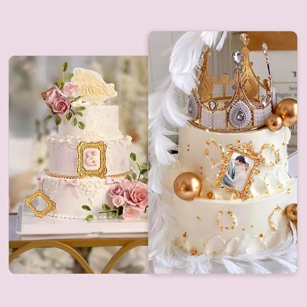 4Pcs Vintage Photo Frame Fondant Molds Baroque Silicone Frame Molds  Chocolate Making
