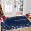 1pc Christmas Blue Mat with Snowflakes, Merry Christmas Lettering & Winter Snowman Design - Plush Soft Indoor Entryway Mat, 1.2cm Thick Non-Slip -like