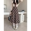Korean Wool Plaid Midi Skirt: High-Waisted, Plus Size, Slimming A-line - Winter 2026