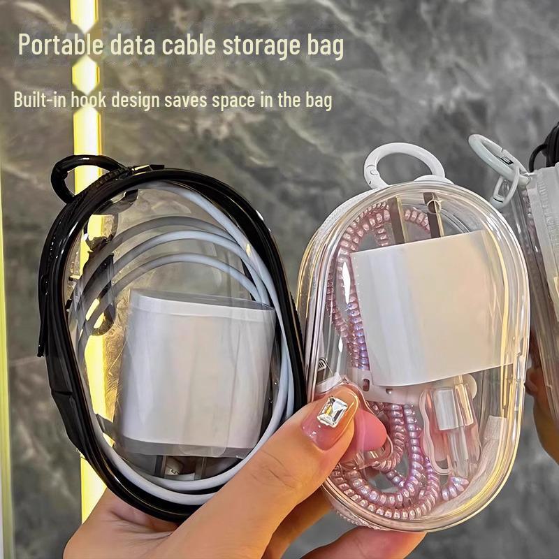 Portable Mini Clear Zipper Storage Bag Space Saving Organizer for Earphones Chargers Versatile with Handy Keychain Loop
