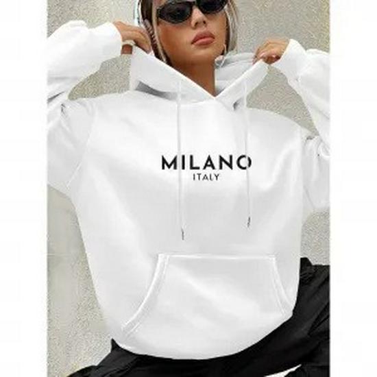 Unisex casualowa bluza z kapturem, z polarem i wzorem z literami wykonanym metodą termotransferu