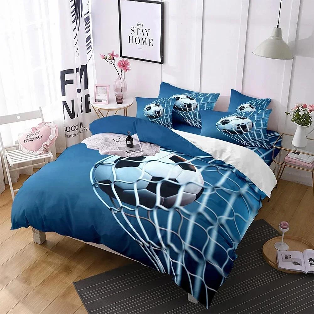 Simple Sport Ball Black White Bedding King Size Soccer Comforter Cover Set 3D Boys Bedroom Decor Football Duvet Cover Sets