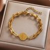 Trendy Gift Saint Benedict Cross Religious Electroplated Stainless Steel U-shaped Horseshoe Buckle Adjustable Bracelet