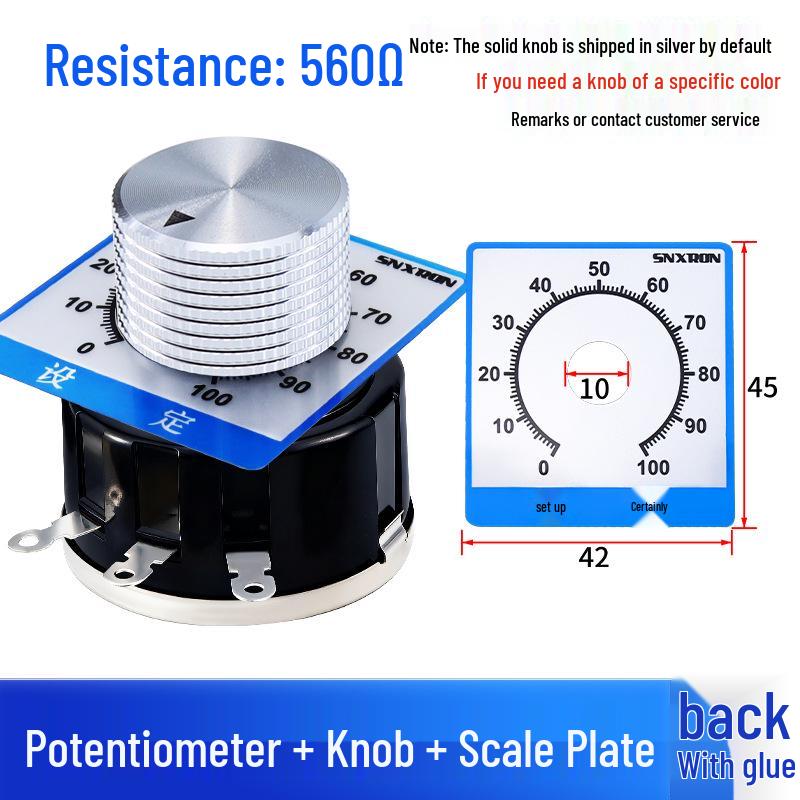 WX112 050 Adjustable Single-Turn Wirewound Potentiometer: 47, 560 Ohm, 1K, 2.2K, 4.7K, 10K, 47K Knob