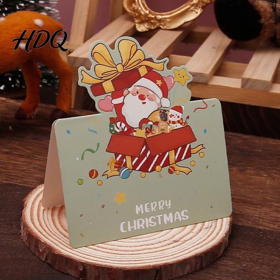Holiday Souvenirs 10 Pcs 3D Christmas Greeting Card Cute Tree Santa Snowman Claus Cards Wreath Design for Festive Messages Wishes