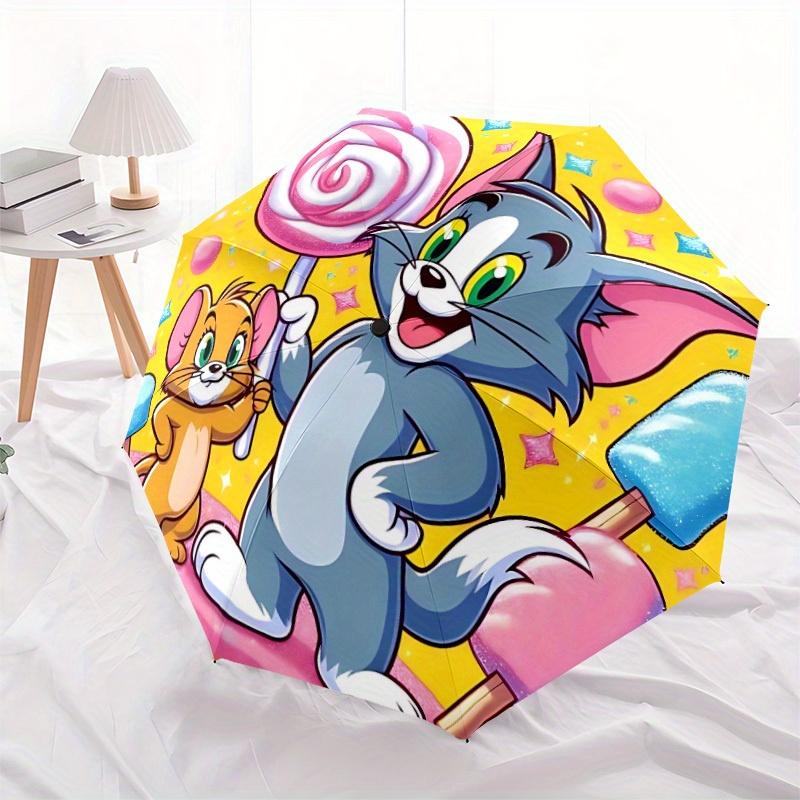 1pc Tom Jerry Sweets Automatic Open/close Umbrella, Heavy-Duty Iron Frame, Folding Portable Design, Travel, Everyday Use164