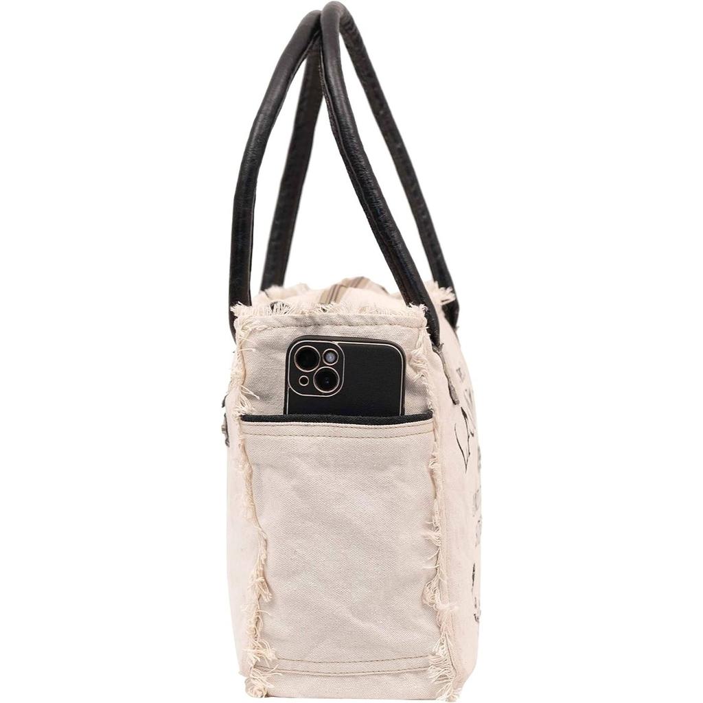 Canvas Hand Bag & Cowhide Tote Bag Radiant Upcycled Canvas & Cowhide Leather Bag for Women
