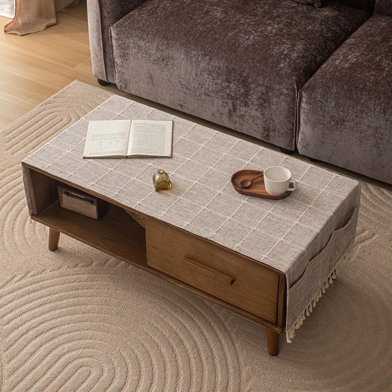 

New Waterproof and Washable Tea Table Flag, Modern and Simple Checkered Dining Table, Living Room Cotton and Linen Tablecloth 50x150cm