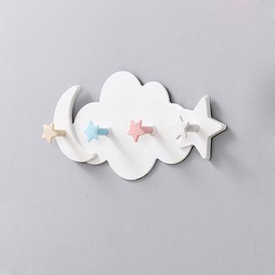 1 Pcs Creative Cute Star Moon Cloud Shape Nail-free Wall Clothes Hooks Kids Room Decorative Key Hanging Hanger Kitchen Storage Hook WBL