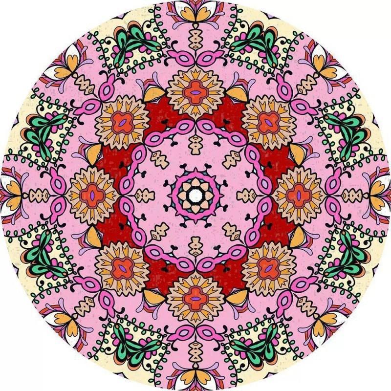 Retro Persian Style Round Area Rug Bohemian Floor Mat Living Room Bedroom Office Chair Sofa Coffee Table