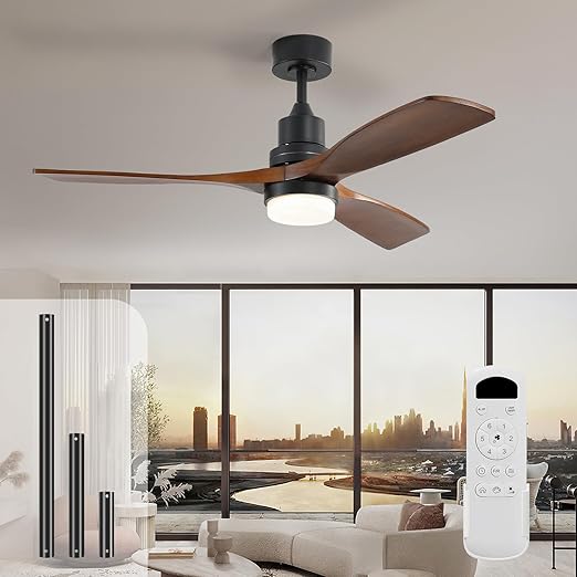 Sofucor Ceiling Fan with Light - 6 Speeds - Energy-Efficient DC Motor - 132cm, 3 Colors Available