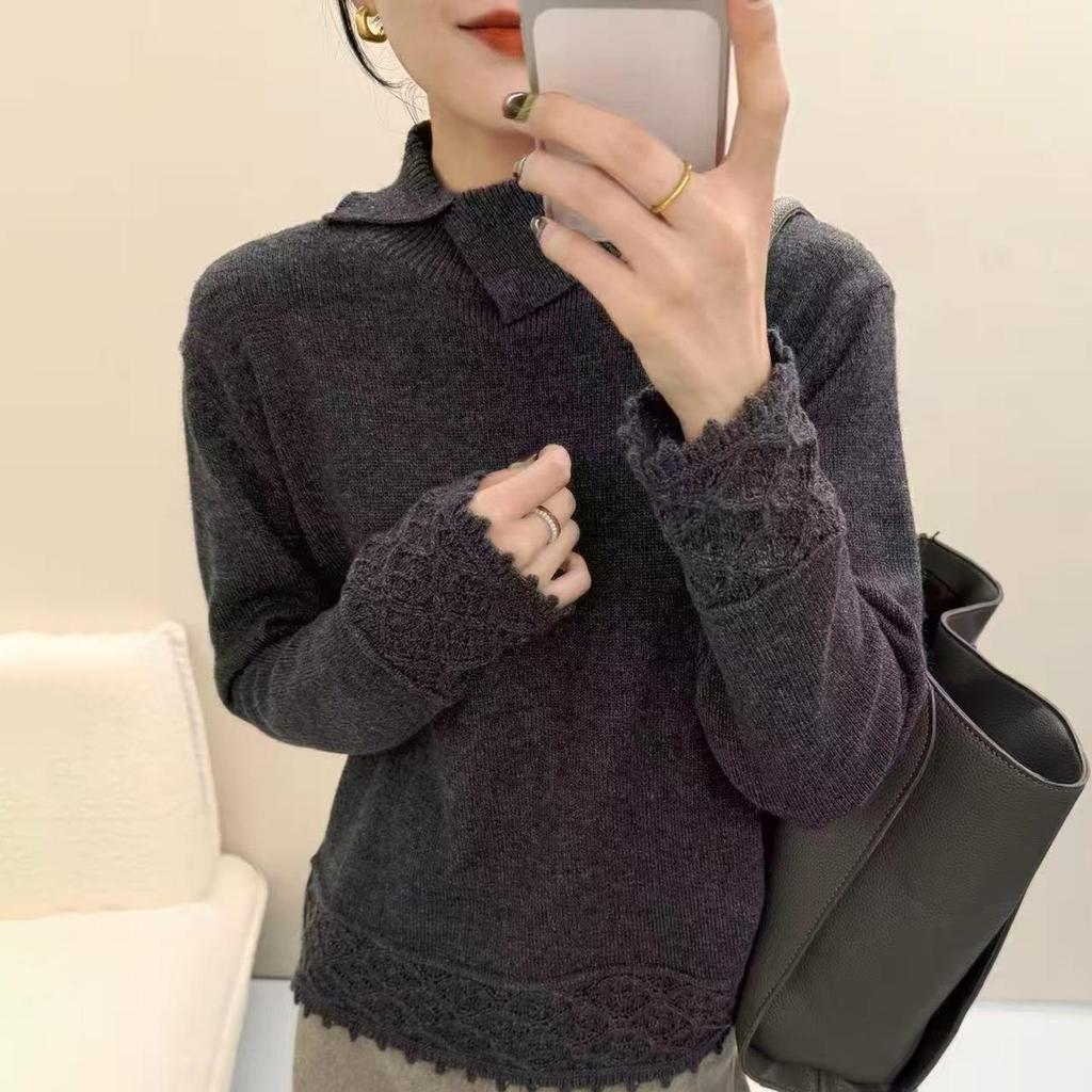 Women's Winter Doll Collar Crochet Knitwear: Stylish Tassel-Trimmed, Thick, Soft, Skin-Friendly Sweater