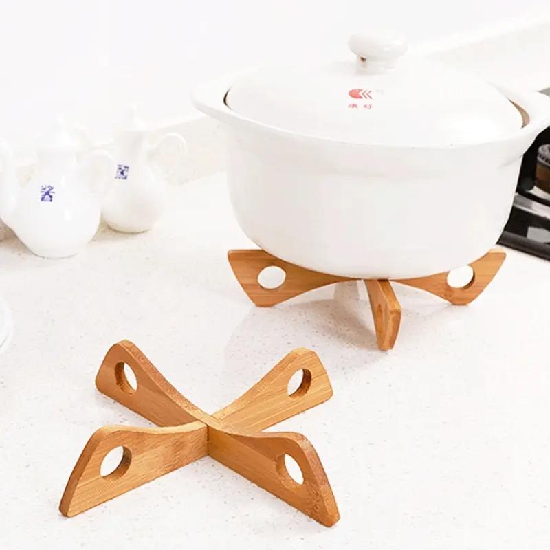 Cross Tray Holder Wooden Removable Table Mat Anti-Heat Steam Table Mat Household Kitchen Anti Slip Wooden Mat Gadget