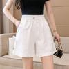 Women's High Waist Pure Cotton Washed Shorts - Summer 2026 Korean Style, Casual, Slimming, Wide Leg, Loose Fit, Four-Point Length.