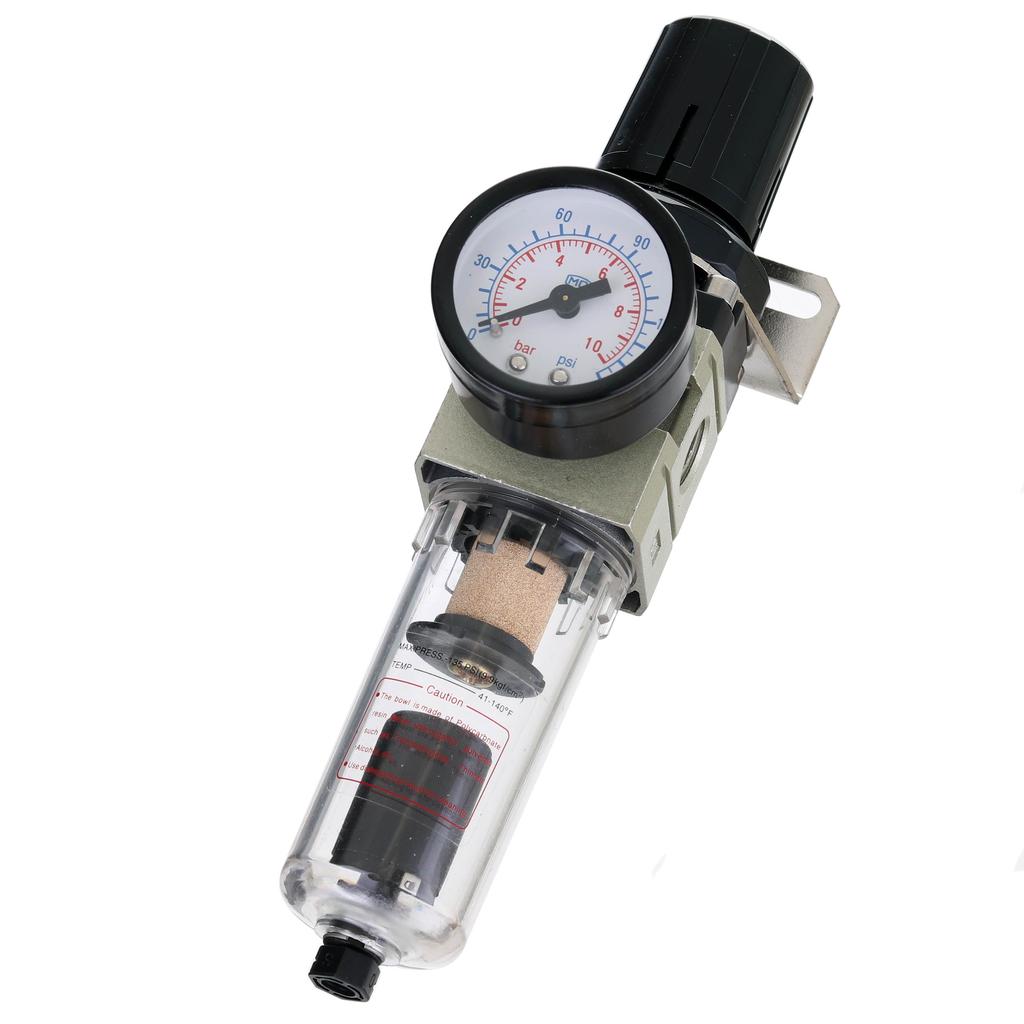 Filter with Reducer with Air Pressure Gauge 1/4 Inch Auto Drain