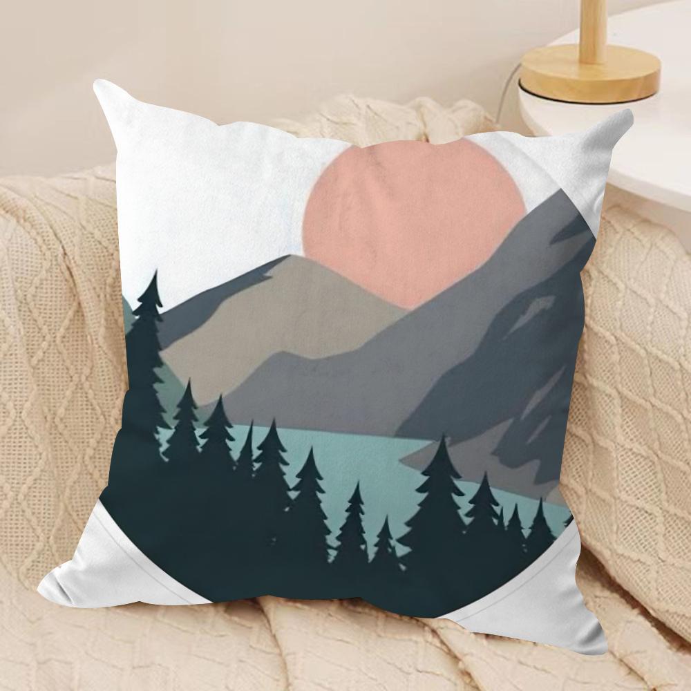 Classic Sunrise Cartoon Cushion Cover Soft Plush DoubleSided Printed Sofa Pillow Cushion Cover  AllSeason Durable Decor Gift