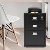 3-Tier Rolling Locking File Cabinet, Mobile Storage Organizer with Wheels for Office, Home Use,Black File Cabinet with Key Lock