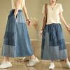 Plus Size Summer Denim Skirts Women Clothing Blue Elastic Vintage A-Line Jeans Skirt High Waist