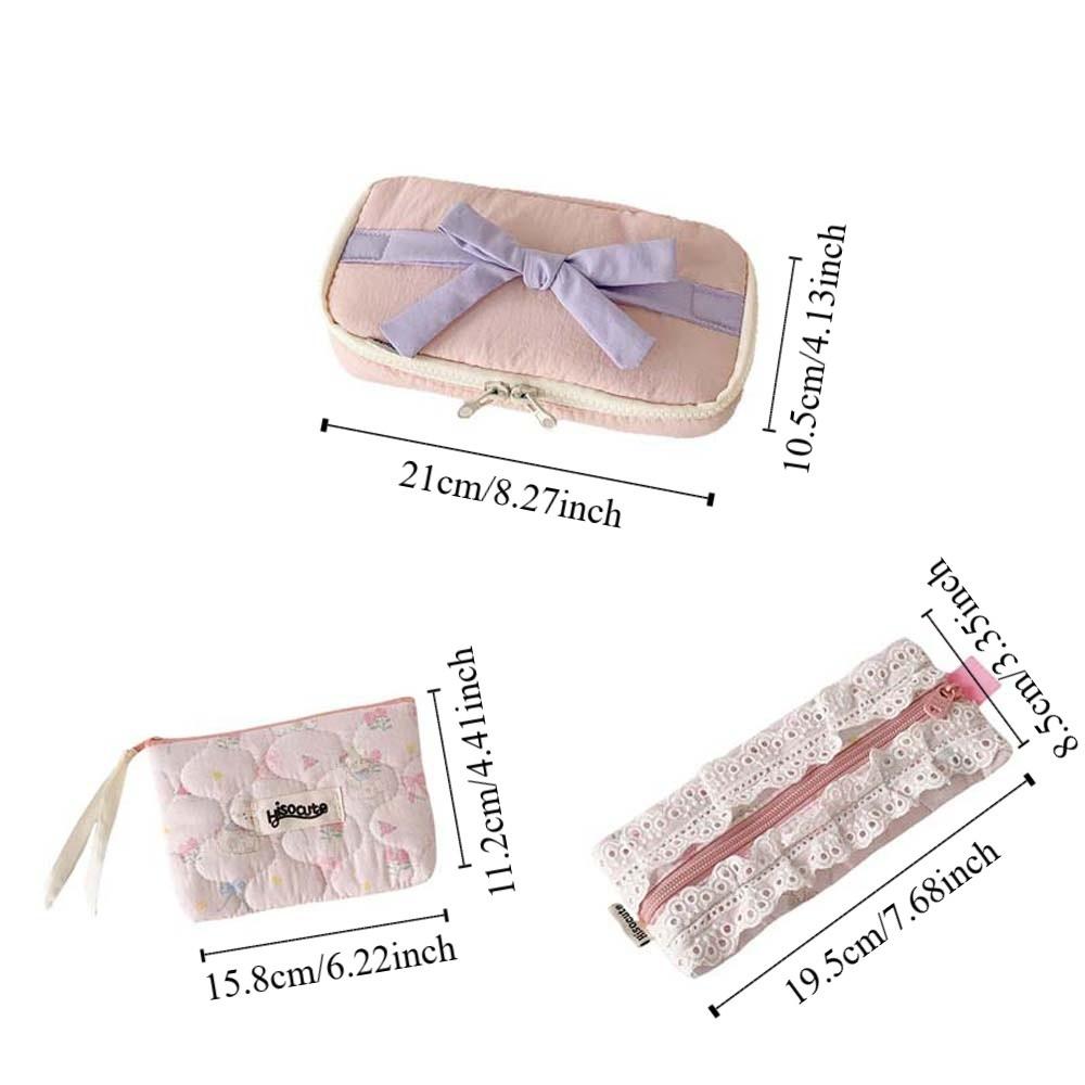 Desktop Storage Bow Stationery Bag Sweet Lace Bow Pencil Pouch Korean Style Pencil Case  Office