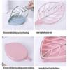 Drain Soap Box Leaf Modeling Soap Holder Bathroom Case Container2pcs-pink