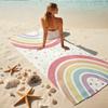 1Pc Rainbow Dots Pastel Beach Towel, Quick Dry, Multi-Use for Beach Pool Gym Yoga Home Travel, Christmas, Halloween, Xmas Gift M92836
