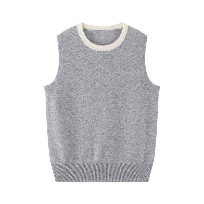 Autumn/Winter Cashmere Color Block Sleeveless Knit Vest