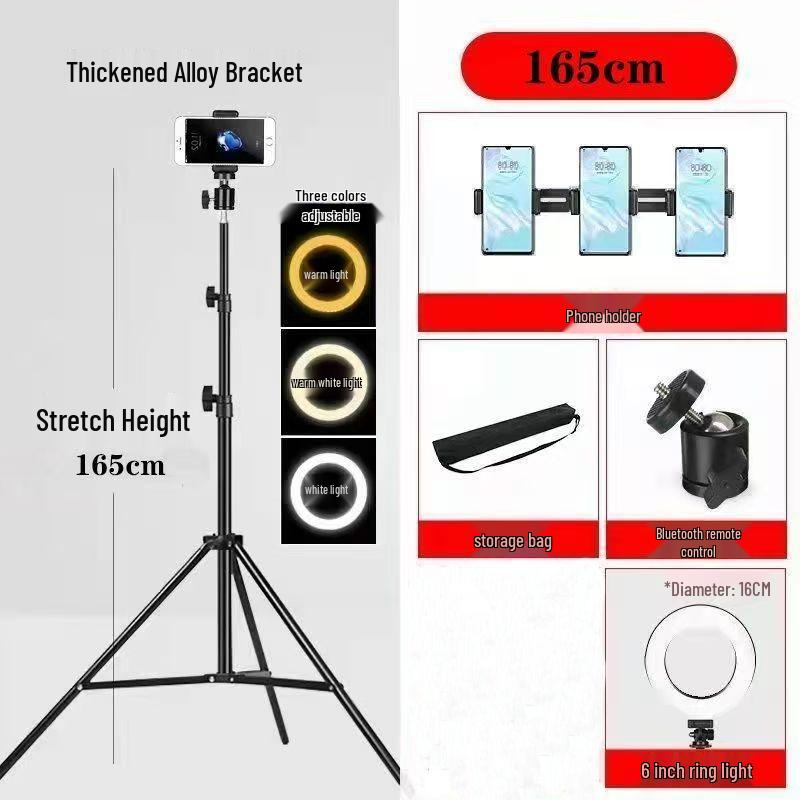 Outdoor Multi-Functional Phone Stand Tripod with Fill Light for Streaming & Photography