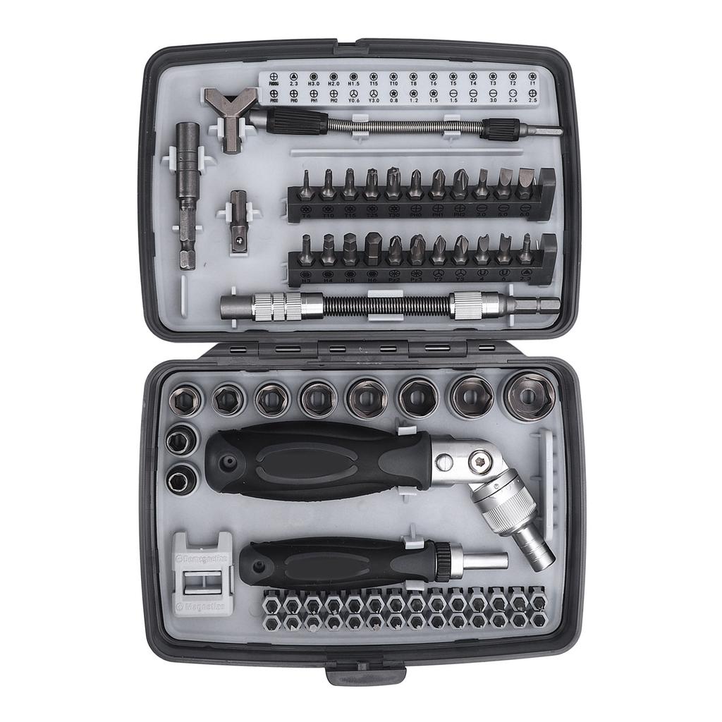 Ratschenschraubendreher-Set 68 in 1 Ergonomischer und 180 Grad drehbarer Griff Präzise Bohrer Ratsche Schraubendreher