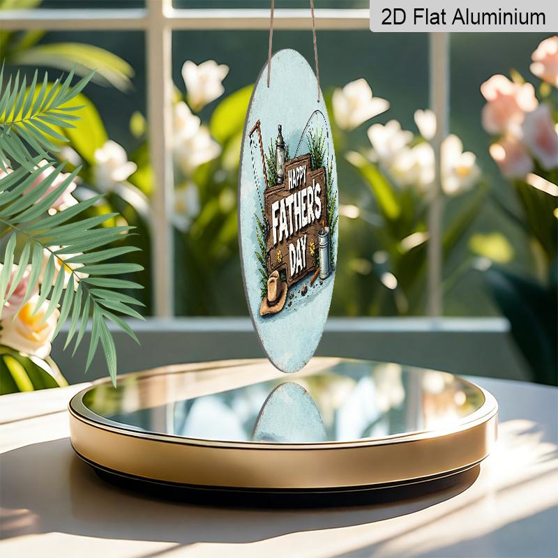 2D Flat, 1pc 7.87x7.87 Inch Round Sign, "Happy Father's Day" Vintage Decorative Plaque, Vintage Fishing-themed Decorative Sign, Suitable for