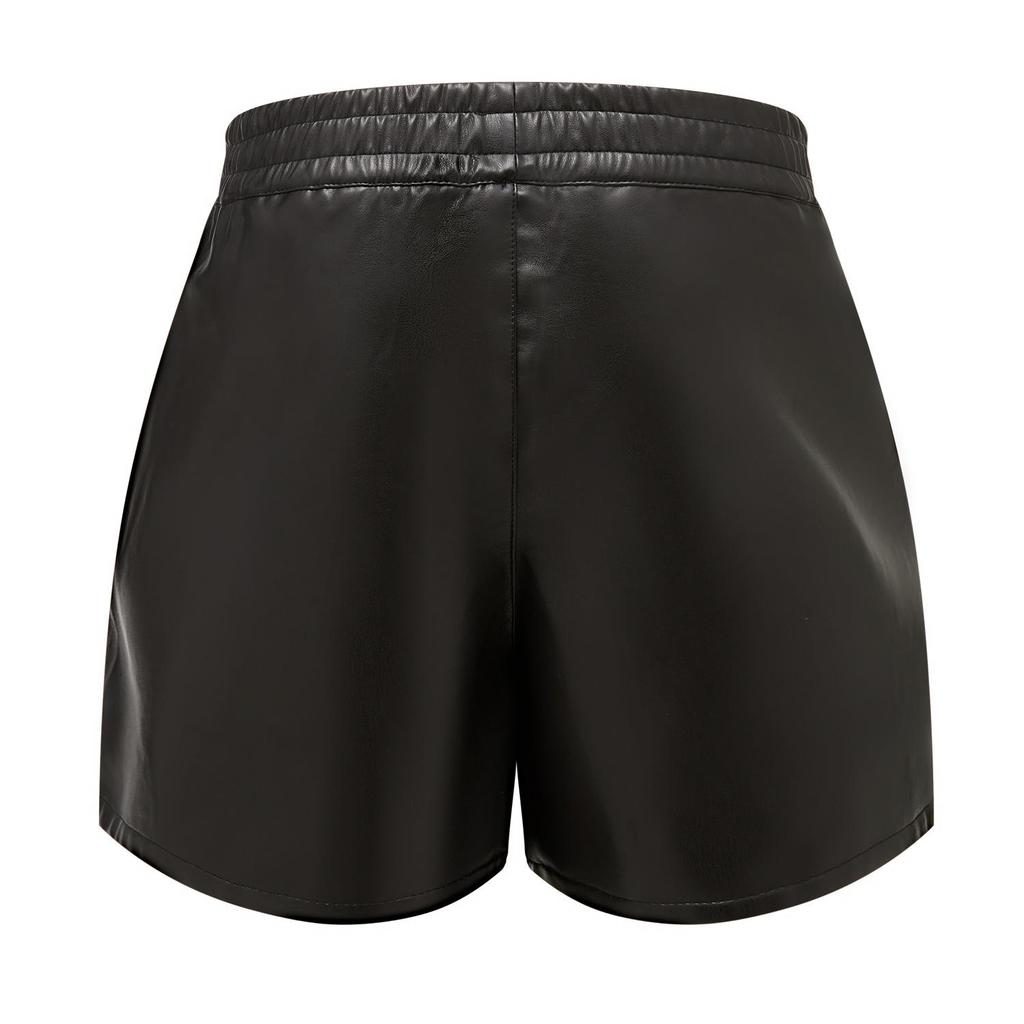 Kunstleder-Shorts für Damen, gerade, lockere Hose, dünne PU-Shorts, Sommer-Freizeitkleidung