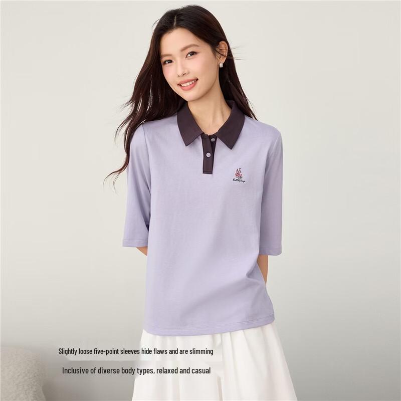 Giordano Women's Embroidered Pure Cotton Polo Shirt