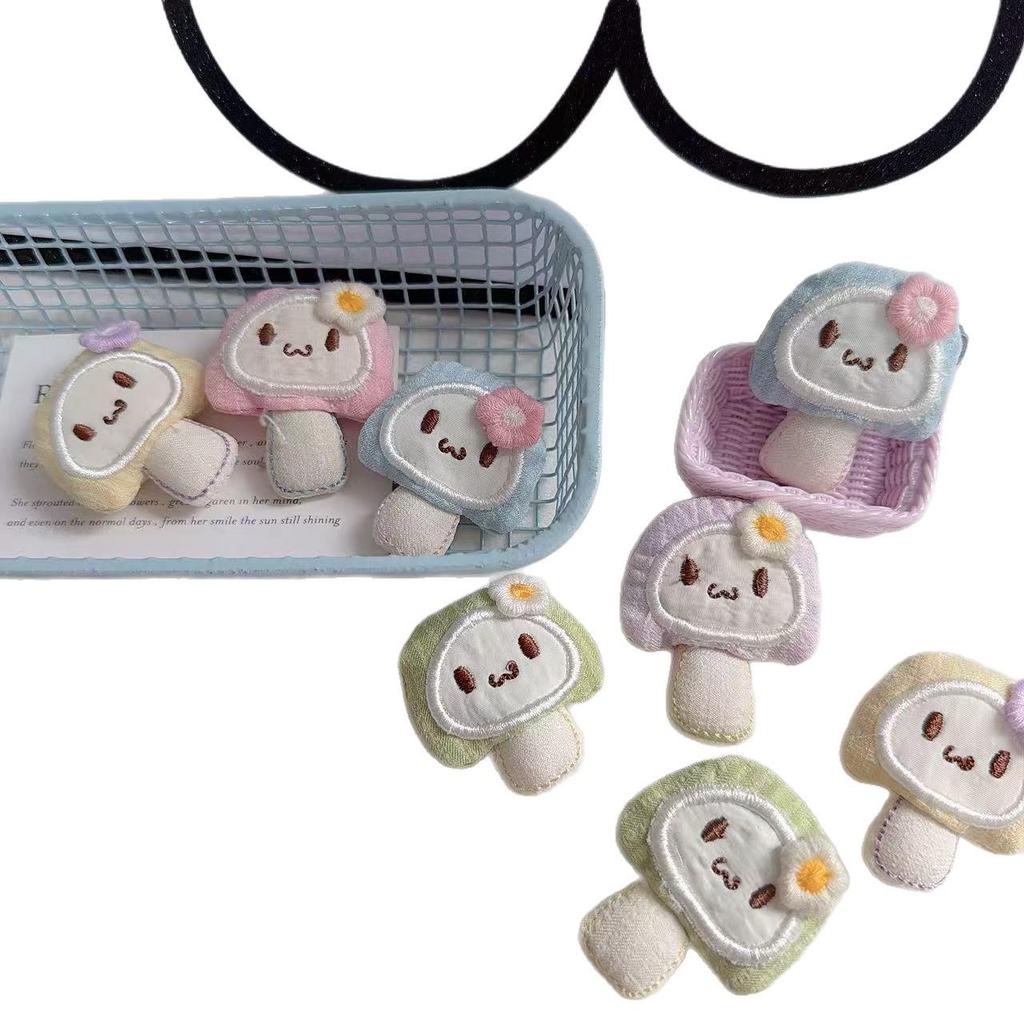 Cute Candy Handmade Fabric Mushroom Hair Clip with Sweet Bag Packaging