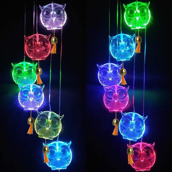 Owl Solar Wind Chimes Lamp Outdoor LED Multicolor Waterproof Light Switch Gently Romantic Gifts for Thanksgiving Home Party Garden Hanging Decor