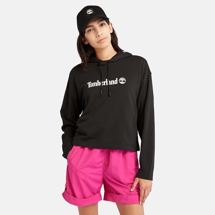 Timberland Moletom com Capuz Solto de Lã Casual Feminino Preto A6AZ2-001