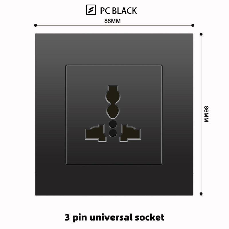 British 13A Socket with USB-C Fast Charging, Hong Kong & Macau Version, Black 3-Hole Square Pin 86 Panel