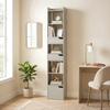 Bookcase Tall Narrow with 5 Tiers and Drawers Freestanding Bookshelf Storage Cabinet for Living Room Grey