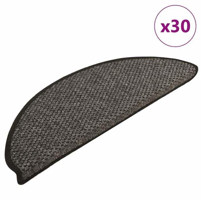 VidaXL Tapis d'escalier autocollants 30 pcs 65x21x4 cm anthracite, bande de roulement, tapis de bande de roulement 3365873